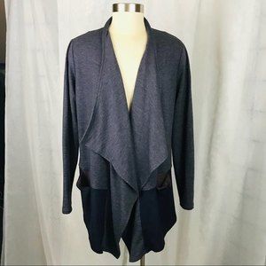 LOGO by Gloria Goldstein Open Front Waterfall draped cardigan with pockets M